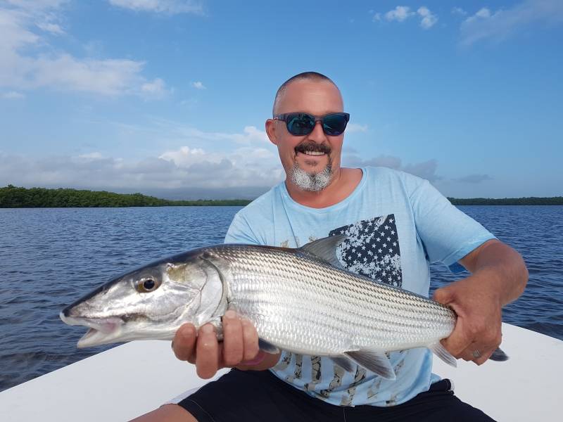 Pêche aux leurres en bateau en mangrove guadeloupéenne