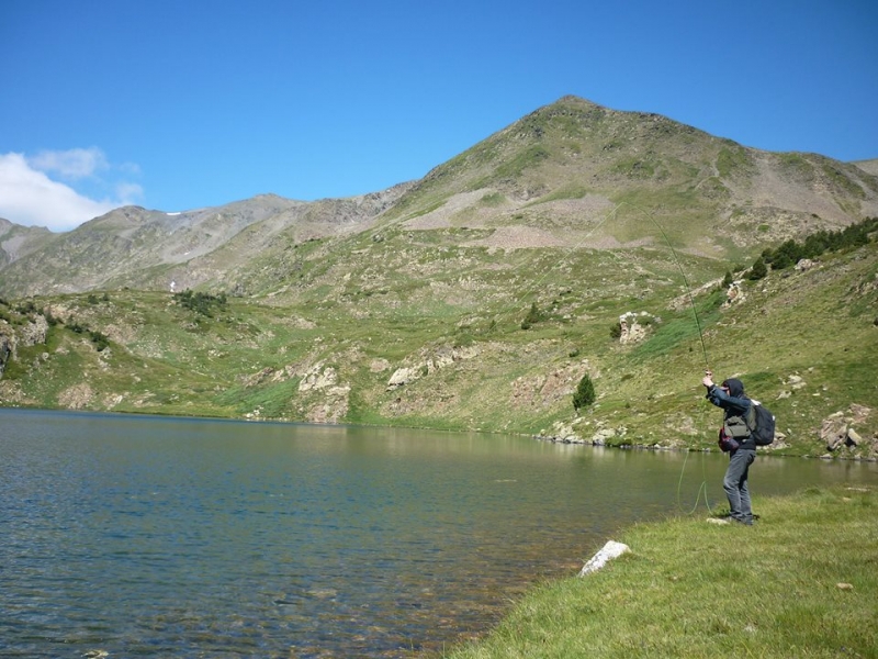 Fly fishing in mountain lakes