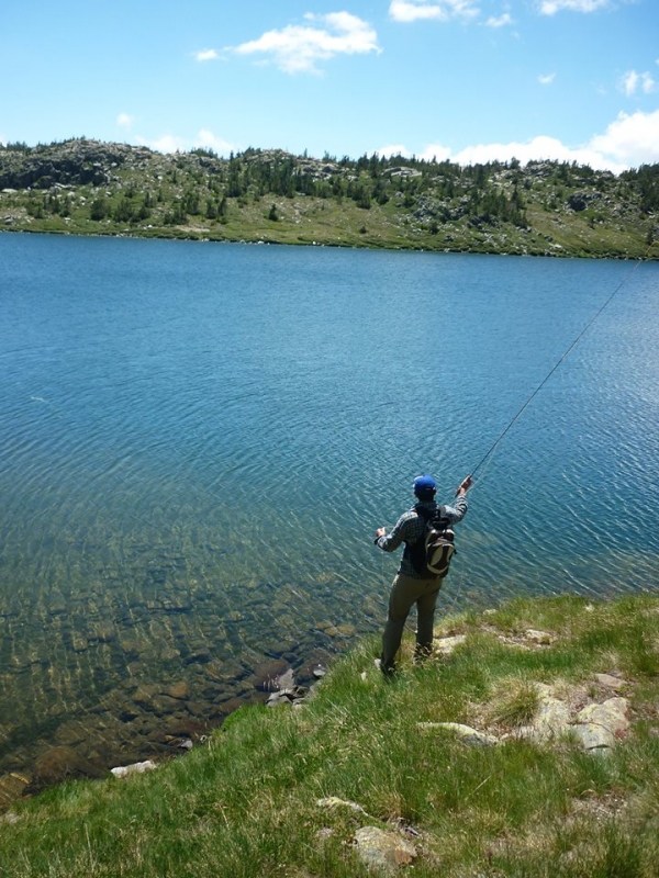 Fly fishing in mountain lakes